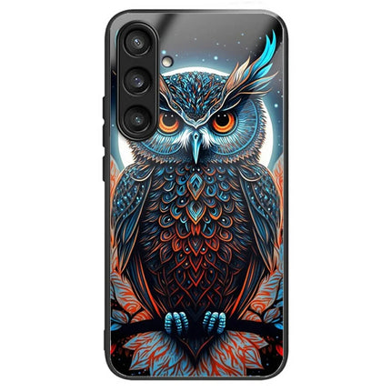 For Samsung Galaxy A16 4G  /  5G Case Tempered Glass Back Cover with Pattern Printing - Colored Owl