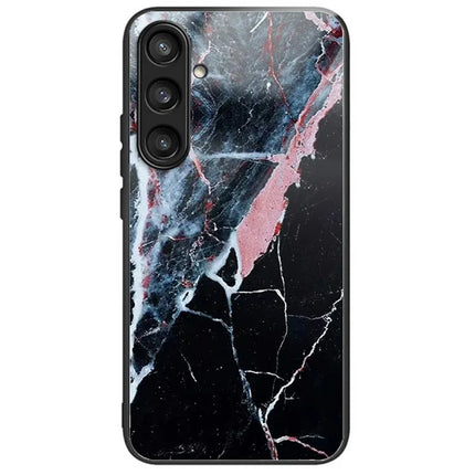 For Samsung Galaxy A16 4G  /  5G Case Tempered Glass Back Cover with Pattern Printing - Black White Marble
