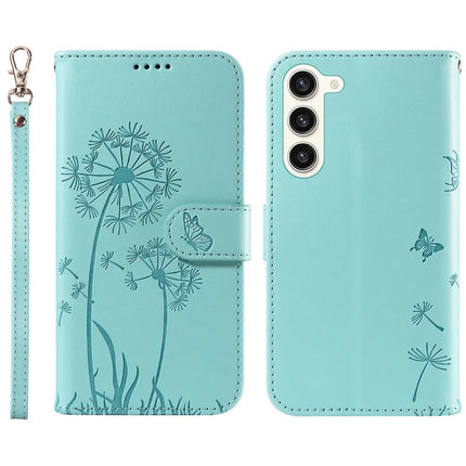 For Samsung Galaxy S23 Leather Case Wallet Phone Cover Dandelion Imprint - Green