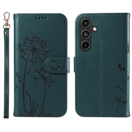 For Samsung Galaxy S23 FE Leather Case Wallet Phone Cover Dandelion Imprint - Blue