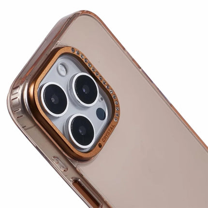For iPhone 16 Pro Case TPU+PC Phone Back Cover Lens Frame Rhinestone Decorated