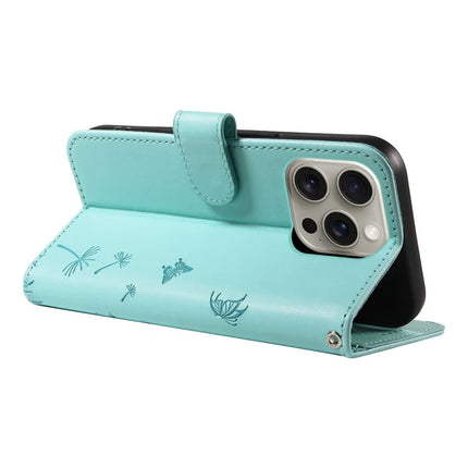 For iPhone 15 Pro Max Leather Case Wallet Phone Cover Dandelion Imprint