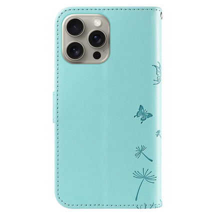 For iPhone 15 Pro Max Leather Case Wallet Phone Cover Dandelion Imprint