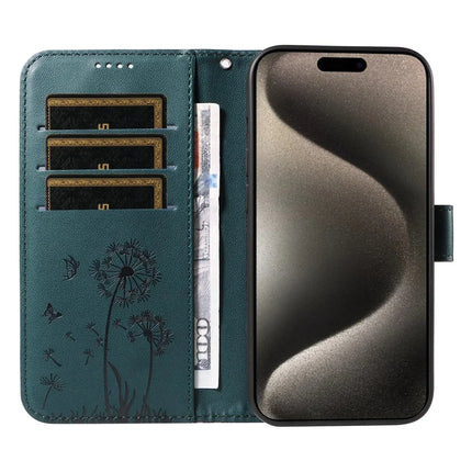 For iPhone 15 Pro Max Leather Case Wallet Phone Cover Dandelion Imprint