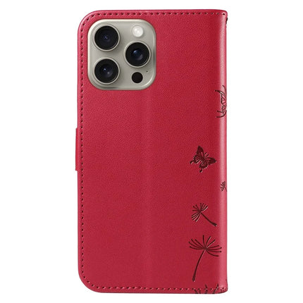 For iPhone 15 Pro Max Leather Case Wallet Phone Cover Dandelion Imprint