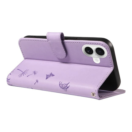 For iPhone 16 Leather Case Wallet Phone Cover Dandelion Imprint