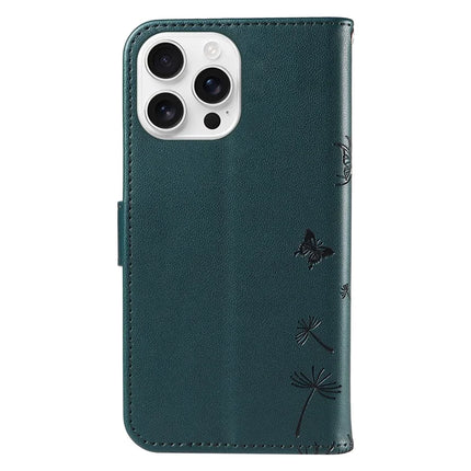 For iPhone 16 Pro Leather Case Wallet Phone Cover Dandelion Imprint