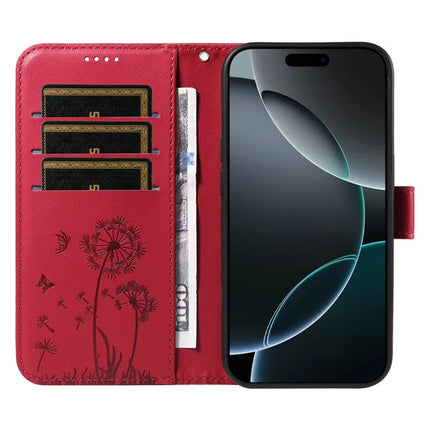 For iPhone 16 Pro Leather Case Wallet Phone Cover Dandelion Imprint