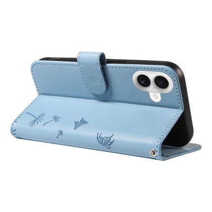 For iPhone 16 Plus Leather Case Wallet Phone Cover Dandelion Imprint