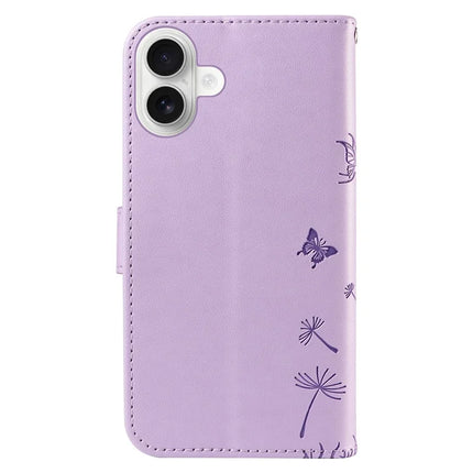 For iPhone 16 Plus Leather Case Wallet Phone Cover Dandelion Imprint