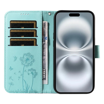 For iPhone 16 Plus Leather Case Wallet Phone Cover Dandelion Imprint