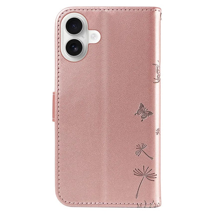 For iPhone 16 Plus Leather Case Wallet Phone Cover Dandelion Imprint