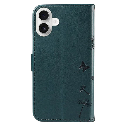 For iPhone 16 Plus Leather Case Wallet Phone Cover Dandelion Imprint