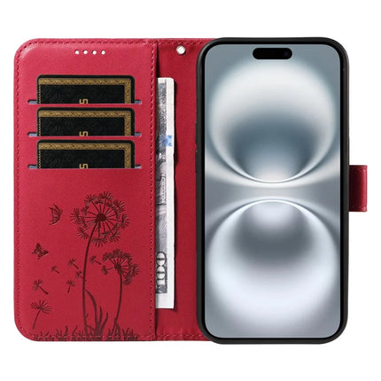 For iPhone 16 Plus Leather Case Wallet Phone Cover Dandelion Imprint