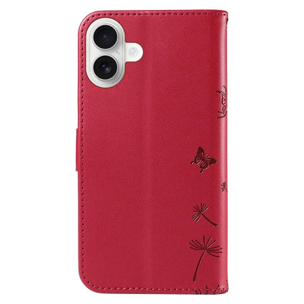 For iPhone 16 Plus Leather Case Wallet Phone Cover Dandelion Imprint