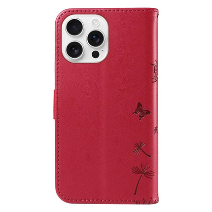 For iPhone 16 Pro Max Leather Case Wallet Phone Cover Dandelion Imprint