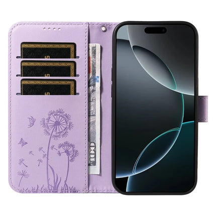 For iPhone 16 Pro Max Leather Case Wallet Phone Cover Dandelion Imprint