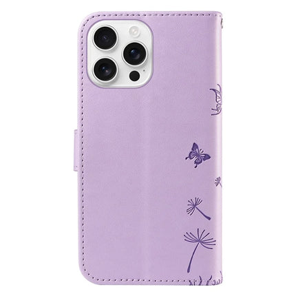 For iPhone 16 Pro Max Leather Case Wallet Phone Cover Dandelion Imprint