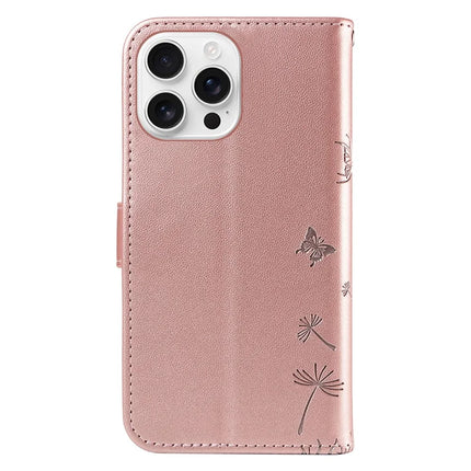 For iPhone 16 Pro Max Leather Case Wallet Phone Cover Dandelion Imprint