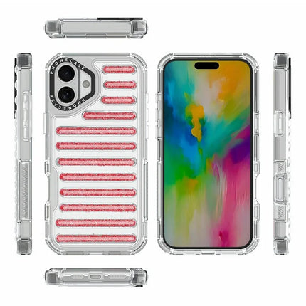 For iPhone 16 Plus Case Capsule Glitter PC + TPU Phone Protective Cover