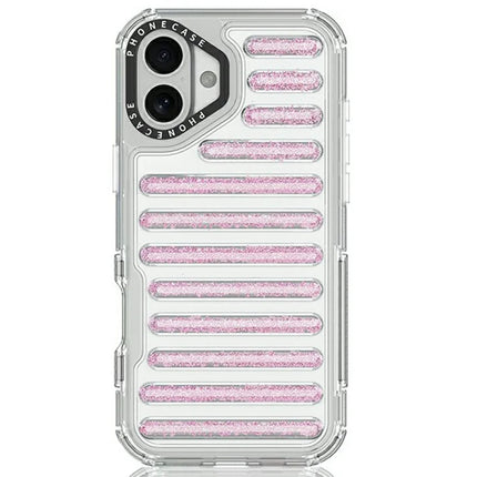 For iPhone 16 Plus Case Capsule Glitter PC + TPU Phone Protective Cover - Pink