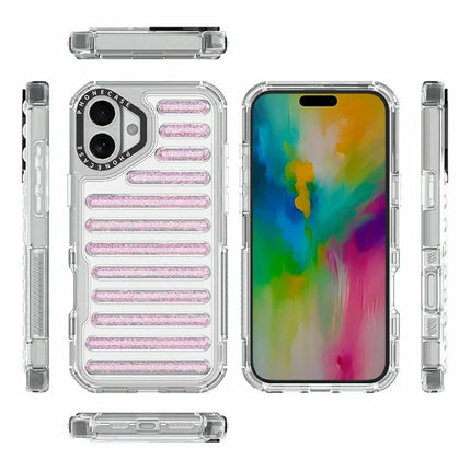 For iPhone 16 Plus Case Capsule Glitter PC + TPU Phone Protective Cover