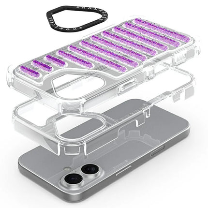 For iPhone 16 Plus Case Capsule Glitter PC + TPU Phone Protective Cover