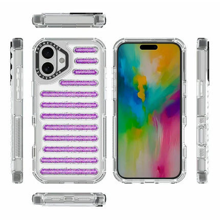 For iPhone 16 Plus Case Capsule Glitter PC + TPU Phone Protective Cover