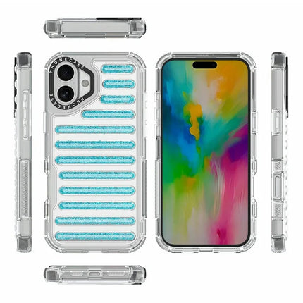 For iPhone 16 Plus Case Capsule Glitter PC + TPU Phone Protective Cover