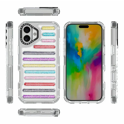 For iPhone 16 Plus Case Capsule Glitter PC + TPU Phone Protective Cover
