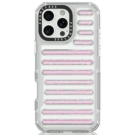 For iPhone 16 Pro Case Capsule Glitter PC + TPU Phone Protective Cover - Pink