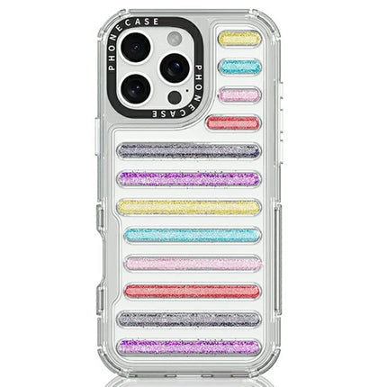 For iPhone 16 Pro Case Capsule Glitter PC + TPU Phone Protective Cover - Mixed Colors