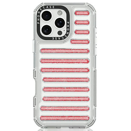 For iPhone 16 Pro Max Case Capsule Glitter PC + TPU Phone Protective Cover - Red