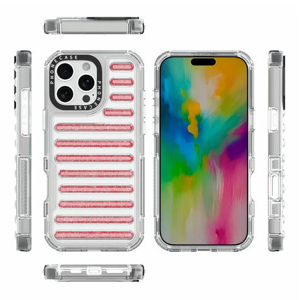 For iPhone 16 Pro Max Case Capsule Glitter PC + TPU Phone Protective Cover