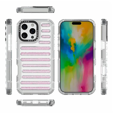 For iPhone 16 Pro Max Case Capsule Glitter PC + TPU Phone Protective Cover