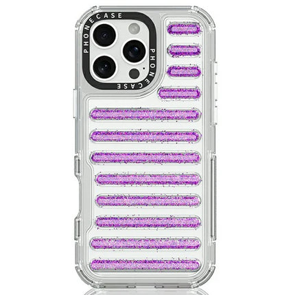 For iPhone 16 Pro Max Case Capsule Glitter PC + TPU Phone Protective Cover - Purple Green