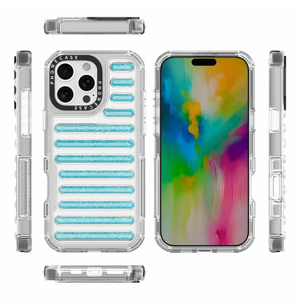 For iPhone 16 Pro Max Case Capsule Glitter PC + TPU Phone Protective Cover