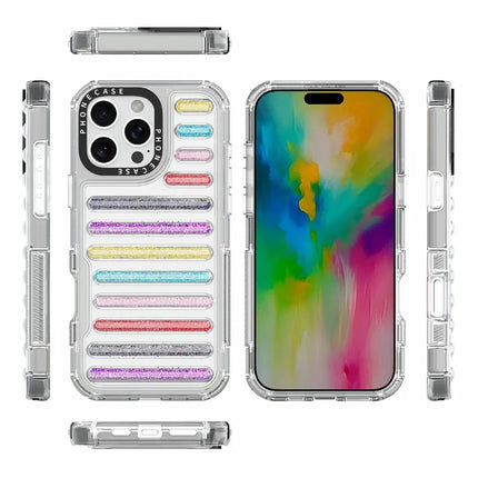 For iPhone 16 Pro Max Case Capsule Glitter PC + TPU Phone Protective Cover