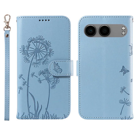 For OnePlus Nord 4 Leather Case Wallet Phone Cover Dandelion Imprint - Sky Blue