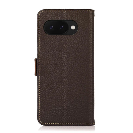 KHAZNEH For Google Pixel 9a Phone Case Genuine Cow Leather Cover RFID Blocking