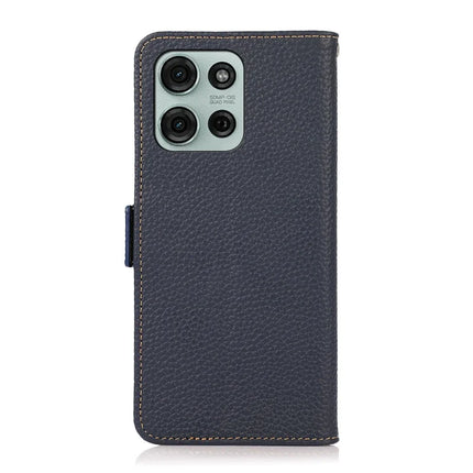 KHAZNEH For Motorola Moto G75 5G Phone Case Genuine Cow Leather Cover RFID Blocking