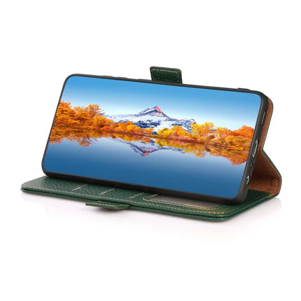 KHAZNEH For Motorola Moto G75 5G Phone Case Genuine Cow Leather Cover RFID Blocking