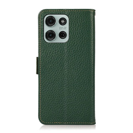 KHAZNEH For Motorola Moto G75 5G Phone Case Genuine Cow Leather Cover RFID Blocking