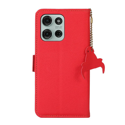 TJ For Motorola Moto G75 5G Case RFID Blocking Genuine Cow Leather Phone Cover
