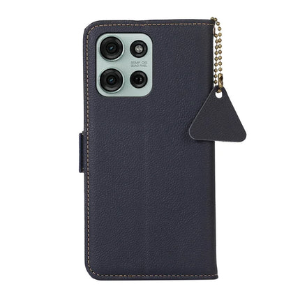 TJ For Motorola Moto G75 5G Case RFID Blocking Genuine Cow Leather Phone Cover