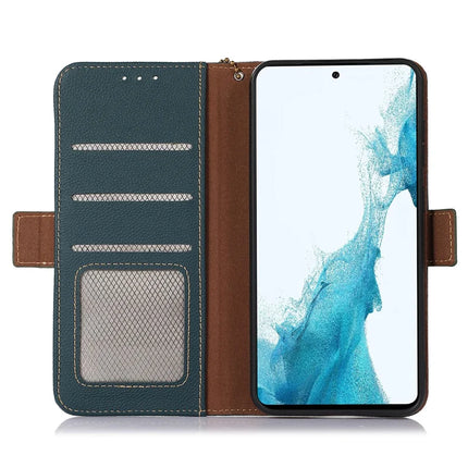 TJ For Motorola Moto G75 5G Case RFID Blocking Genuine Cow Leather Phone Cover