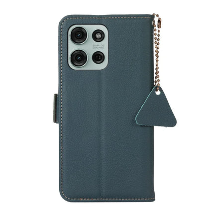 TJ For Motorola Moto G75 5G Case RFID Blocking Genuine Cow Leather Phone Cover