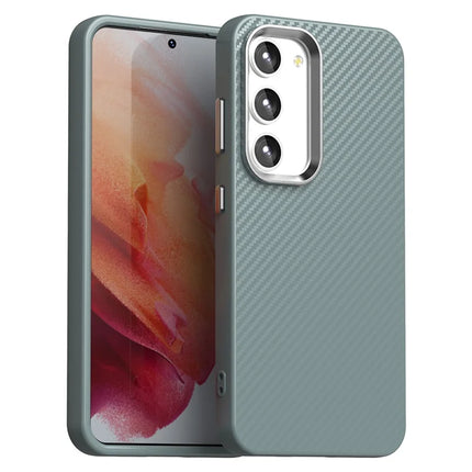 For Samsung Galaxy S23 Case Cell Phone Hybrid Back Cover Carbon Fiber Texture - Grey