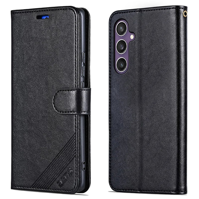AZNS For Samsung Galaxy A16 5G  /  4G Case Anti-Scratch PU Leather Stand Wallet Phone Cover - Black