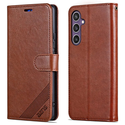 AZNS For Samsung Galaxy A55 5G Case Anti-Scratch PU Leather Stand Wallet Phone Cover - Brown